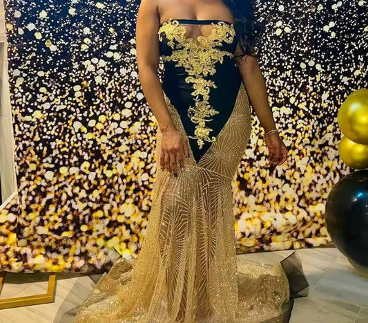 Vestidos de noche con lentejuelas de sirena brillantes, sin tirantes, para ocasiones formales, para mujer, vestidos de fiesta de gala personalizados