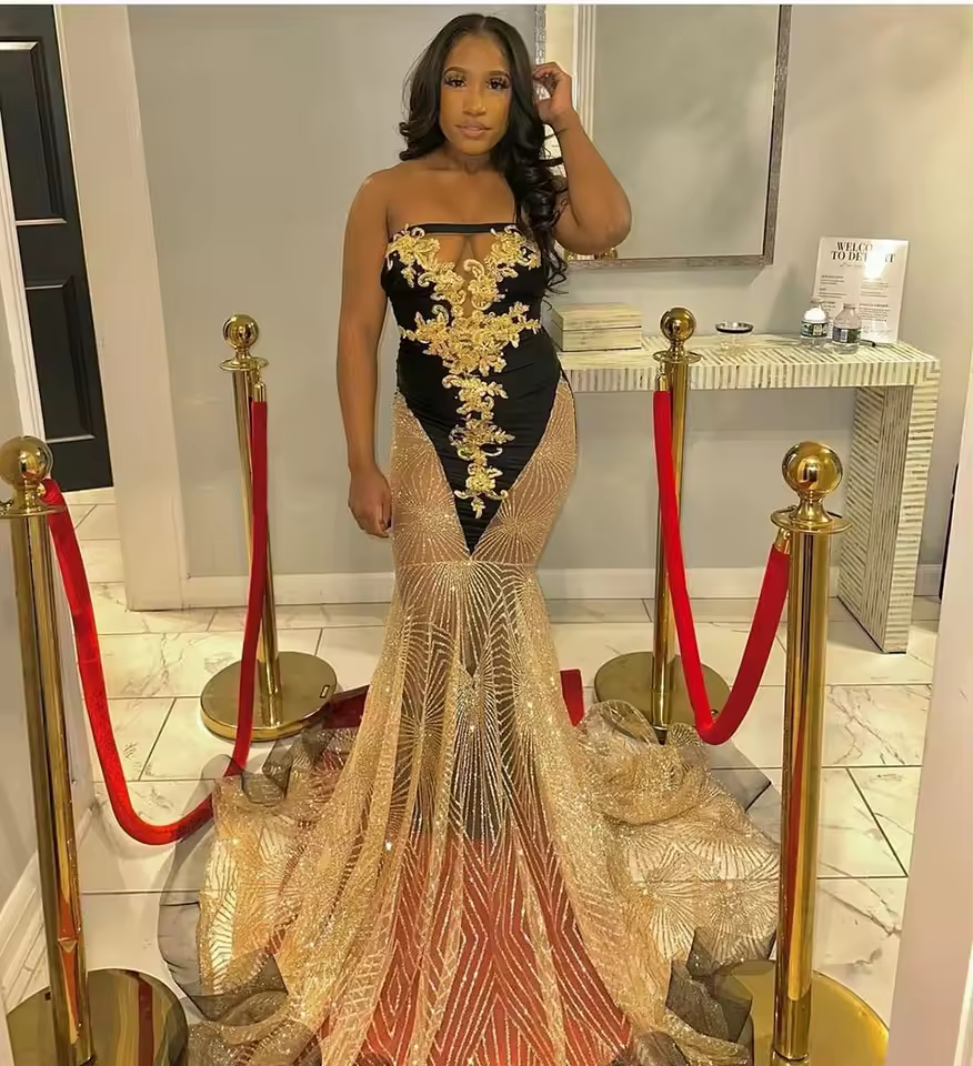 Vestidos de noche con lentejuelas de sirena brillantes, sin tirantes, para ocasiones formales, para mujer, vestidos de fiesta de gala personalizados