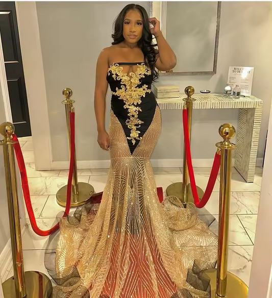 Vestidos de noche con lentejuelas de sirena brillantes, sin tirantes, para ocasiones formales, para mujer, vestidos de fiesta de gala personalizados