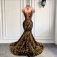 Vestidos longos de baile pretos e dourados com lantejoulas, estilo sereia, sexy e transparente, para mulheres, para baile de formatura, festa de gala formal