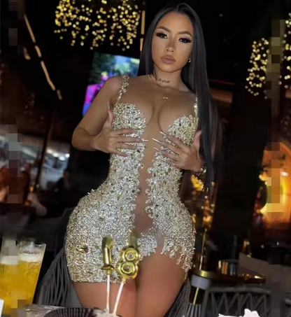 Robe de soirée scintillante en diamants pour femmes, luxueuse robe sirène à strass, tenue d'anniversaire, de remise de diplôme, de bal, personnalisée, 2025