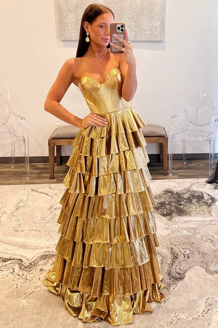 Chic Sweetheart Sleeveless Empire Tiered Party Prom Dress