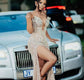 Sparkly V Neck Long Prom Dress For Black Girls Sequined Birthday Party Dresses Beaded Crystal High Slit Evening Gowns Customized