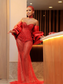 Luxury Sparkle Rhinestone Illusion Long Evening Dresses With Bow Bicep Cape Sexy Sweetheart Beaded Formal Party Dress Prom Gowns
