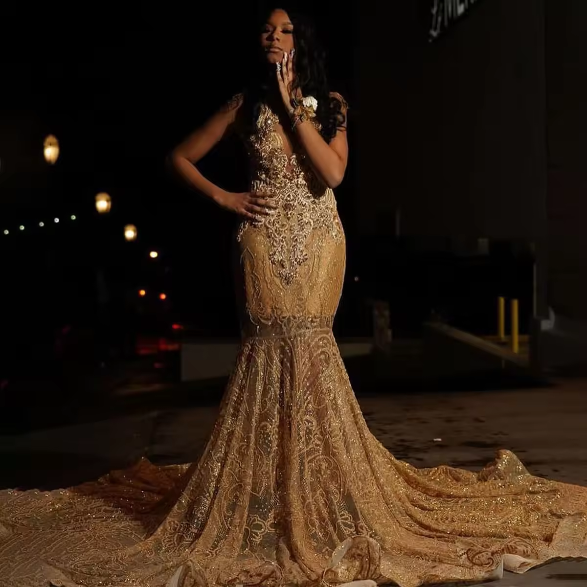 Crystal Luxury Mermaid Prom Dresses For Black Girls Diamond Lace Sleeveless Evening Party Gowns Formal vestidos de gala