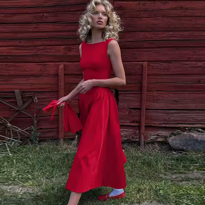 2025 Elegant and Beautiful Women's Dresses Red Sleeveless New Year Party Dresses Sexy Casual Birthday Dress