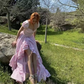 Pink Sweetheart A-Line Prom Party Dresses Detachable Princess Ruffles Backless Silk Split Evening gowns Formal