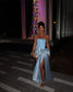 Princess Sheath Strapless Blue Short Party Dress with Bowknot