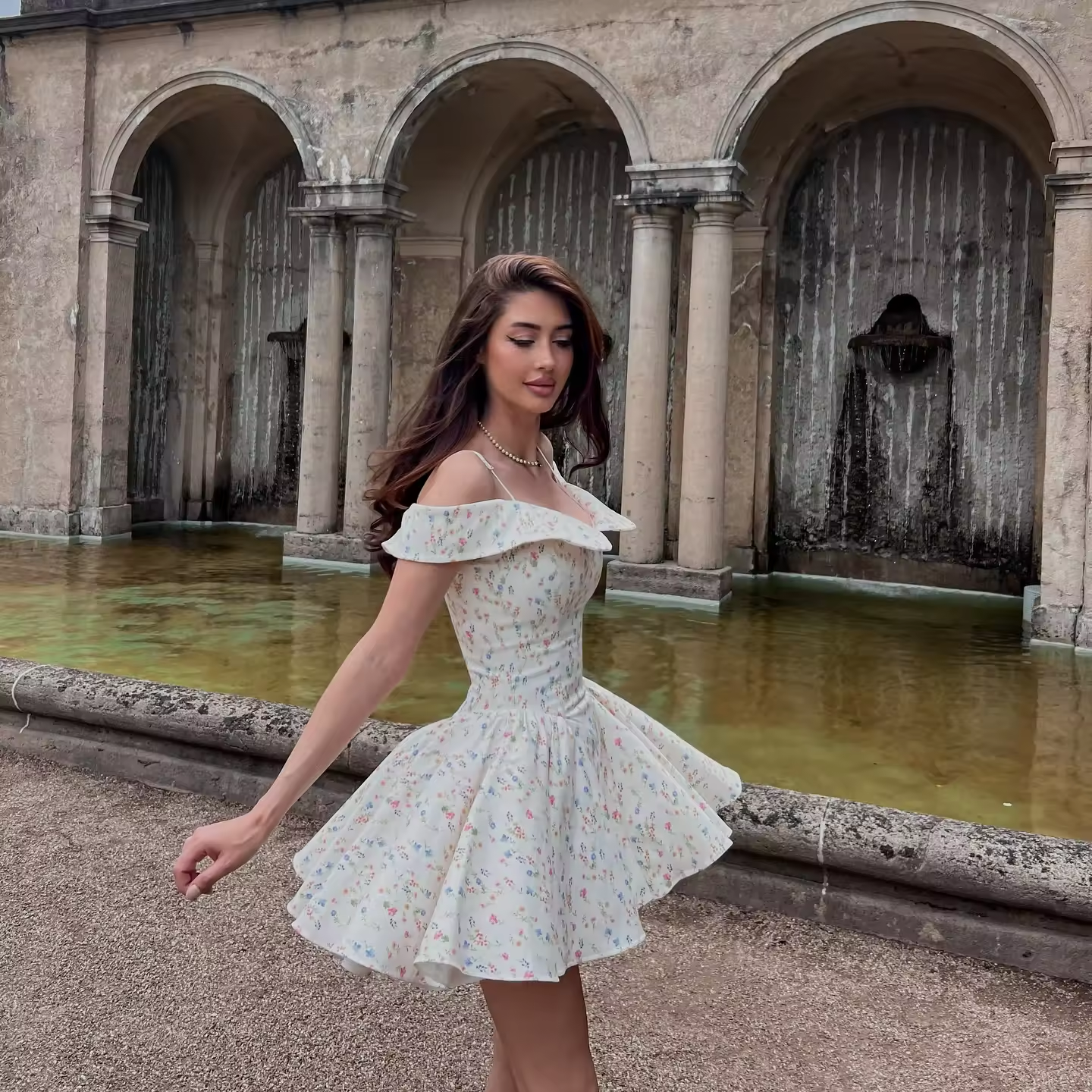 Fashion Summer Dresses Floral Print Party Dresses Off The Shoulder Holiday Dress Elegant A Line Women Clothing