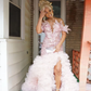 Amazing Shiny Pink High Asymmetrical Maxi GownsFloral Beaded Nigerian Aso Ebi Evening Dress African Formal Occasion Dresses