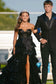 Vestido formal largo con volantes y apliques de lentejuelas azul claro de escote corazón