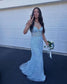 2025 Long Mermaid Purple Lace Prom Dresses Violet Strapless Formal Dress