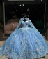 Céu azul princesa 15 vestidos quinceanera luxo cinta de espaguete deslumbrante applique cinta xale vestido 15 años quinceañera personalizado