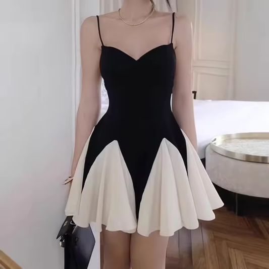 Black and White Summer Women's Dress Vintage A Line Dress Mini Elegant Party Night Dresses