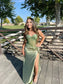 Vestidos longos formais sereia querida verde vestidos de dama de honra vestido de noite vestido de baile com fenda