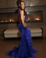 Red O Neck Long Prom Dress For Black Girls Luxury Beaded Crystal Birthday Party Dress Mermaid Slit Feathers Evening Gala Gowns