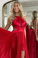 A-Line Halter Sleeveless Pleated Open Back High Side Slit and Train Prom Dress Evening Gown Formal Party Dress