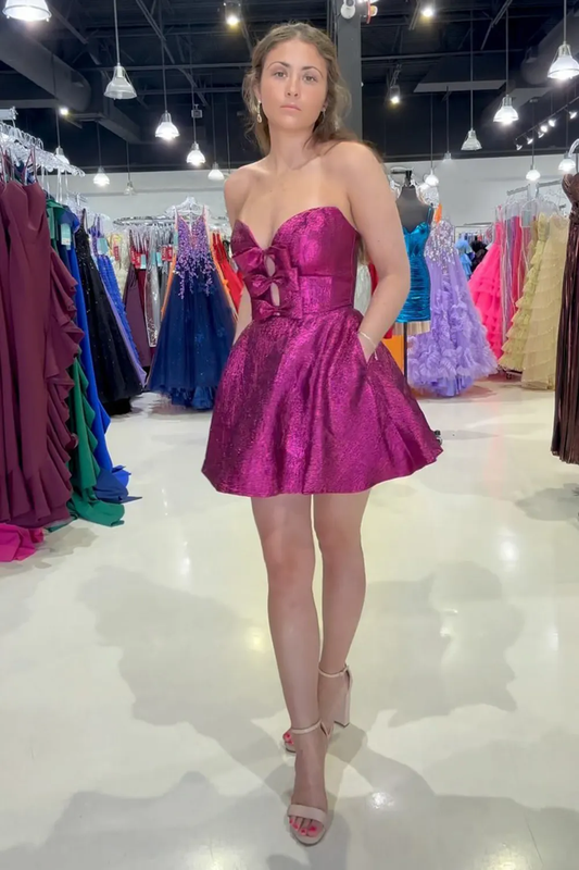 A-Line Sweetheart Purple Short Homecoming Dress with Pockets