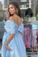 Sky Blue Evening Dresses Pleated Satin Prom Dresses Princess Strapless Coming Of Age Ceremony Mini Short Customized