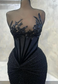 Asymmetrical Sleeveless Appliques Beaded Mermaid Prom Dress