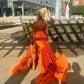 Vestido de baile laranja solitário, sereia, vestido de festa, vestido de noite personalizado
