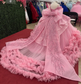 Ball Gown Tulle Lace Beaded Ruffles Pink Quinceanera Dresses for Sweet 16