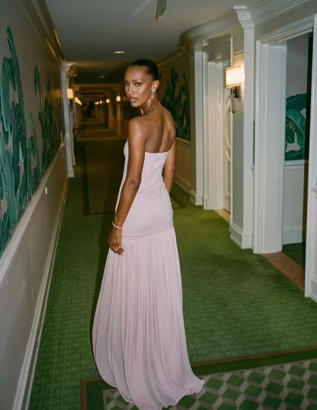 Beautiful Strapless Pink Chiffon Mermaid Party Dress Prom Dress