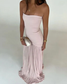 Beautiful Strapless Pink Chiffon Mermaid Party Dress Prom Dress