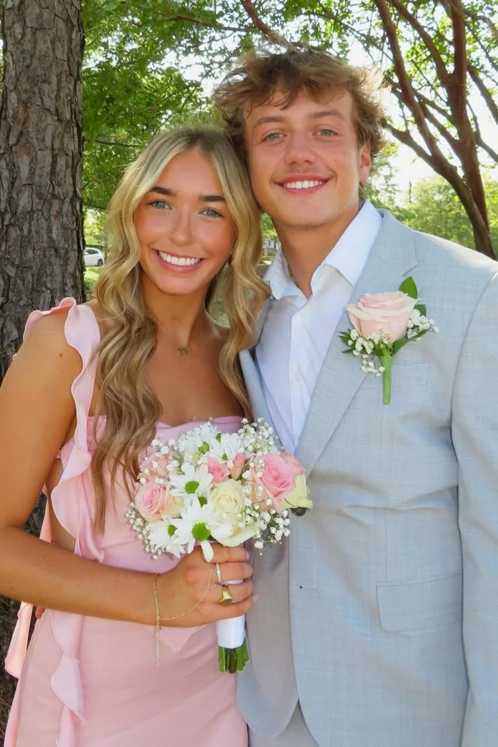 Blush Pink Ruffle Strap Mini Homecoming Dress with Side Cutouts