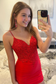 Bodycon Spaghetti Straps Red Lace Appliqué Homecoming Dress