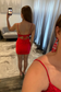 Bodycon Spaghetti Straps Red Lace Appliqué Homecoming Dress