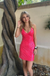 Bodycon V Neck Pink Sequins Tight Short Homecoming Dresses
