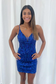 Bodycon V Neck Royal Blue Sequins Short Homecoming Dresses