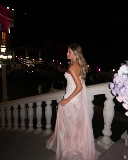 Celebrity Evening Dresses Pink  Sleeveless Prom Dresses High Neck Pleated Beading Ankle Length Party Dresses