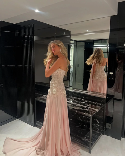 Celebrity Evening Dresses Pink  Sleeveless Prom Dresses High Neck Pleated Beading Ankle Length Party Dresses