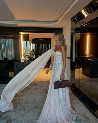 Celebrity Evening Dresses Pink  Sleeveless Prom Dresses High Neck Pleated Beading Ankle Length Party Dresses