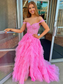 Champagne Off the Shoulder Tulle Prom Dress With Appliques
