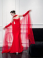 Charming Red Mermaid Strapless Pleated Satin Long Prom Dress Party Dress