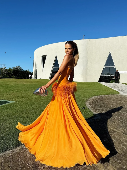 Charming Sleeveless Strapless Long Prom Dress with Pleated