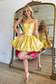 Cute A Line Scoop Neck Yellow Jacquard Satin Homecoming Dress