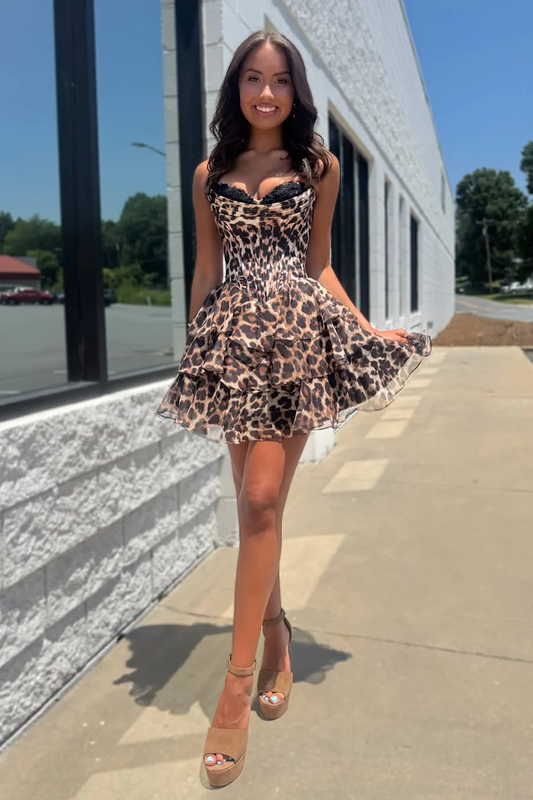 Cute A Line Sweetheart Floral Chiffon Short Homecoming Dress