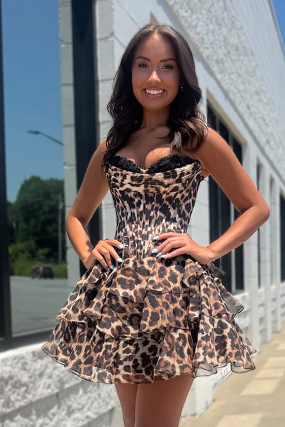 Cute A Line Sweetheart Floral Chiffon Short Homecoming Dress