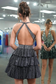 Cute A Line V Neck Hot Stone Black Satin Short Homecoming Dress