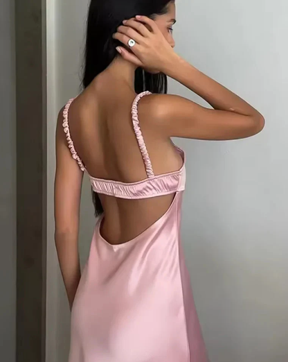 Elegant Pink Spaghetti Strap Backless Mermaid Long Prom Dress