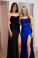 Elegant Sheath Boat Neck Sleeveless Appliques Prom Party Gown High Side Slit and Train Lace Up Formal Evening Dress