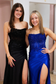 Elegant Sheath Boat Neck Sleeveless Appliques Prom Party Gown High Side Slit and Train Lace Up Formal Evening Dress