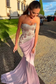 Elegant Strapless Appliques Sleeveless Mermaid Formal Prom Dress