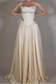 Exquisite Satin Ivory Sleeveless Strapless Long Pleated Prom Dress with Beadings
