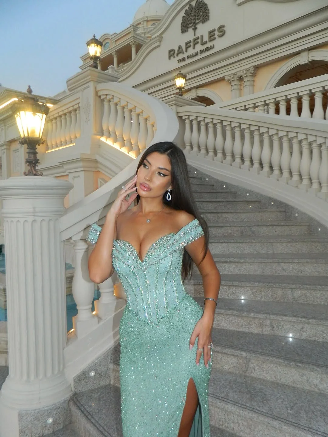 Exquisite Sweetheart Off-Shoulders Beaded Slit Sleeveless Long Prom Dress