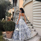 Flower Pattern Prom Dress Spaghetti Strap Princess Formal Occasion Dresses A-line Party Dress